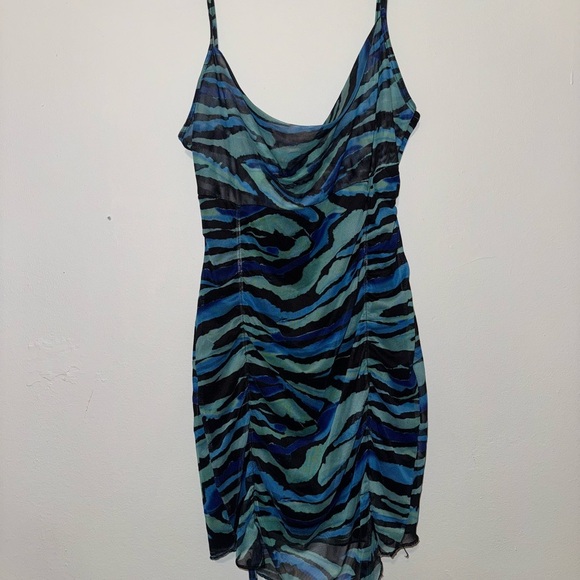 Pretty Little Things Blue and Black Animal print Zebra Dress - New - Picture 1 of 3